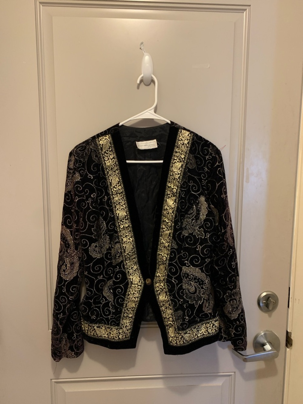 Scott McClintock Black Velvet Blazer with Gold Embellishment Size 12